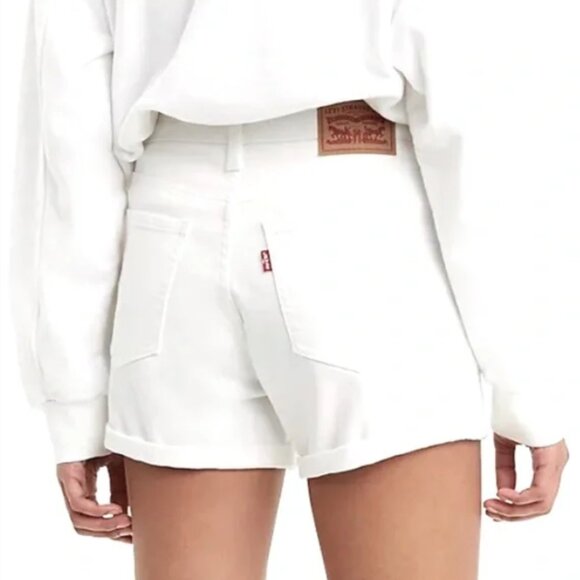 Levi's Distressed Mid Length White Jean Shorts  size 32 - Picture 1 of 5
